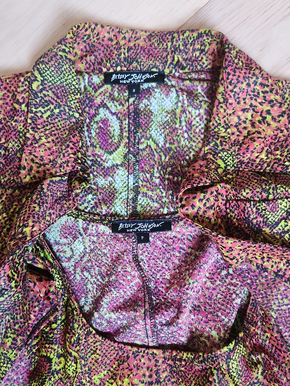 Betsey Johnson Pink and Neon Green Printed Blazer